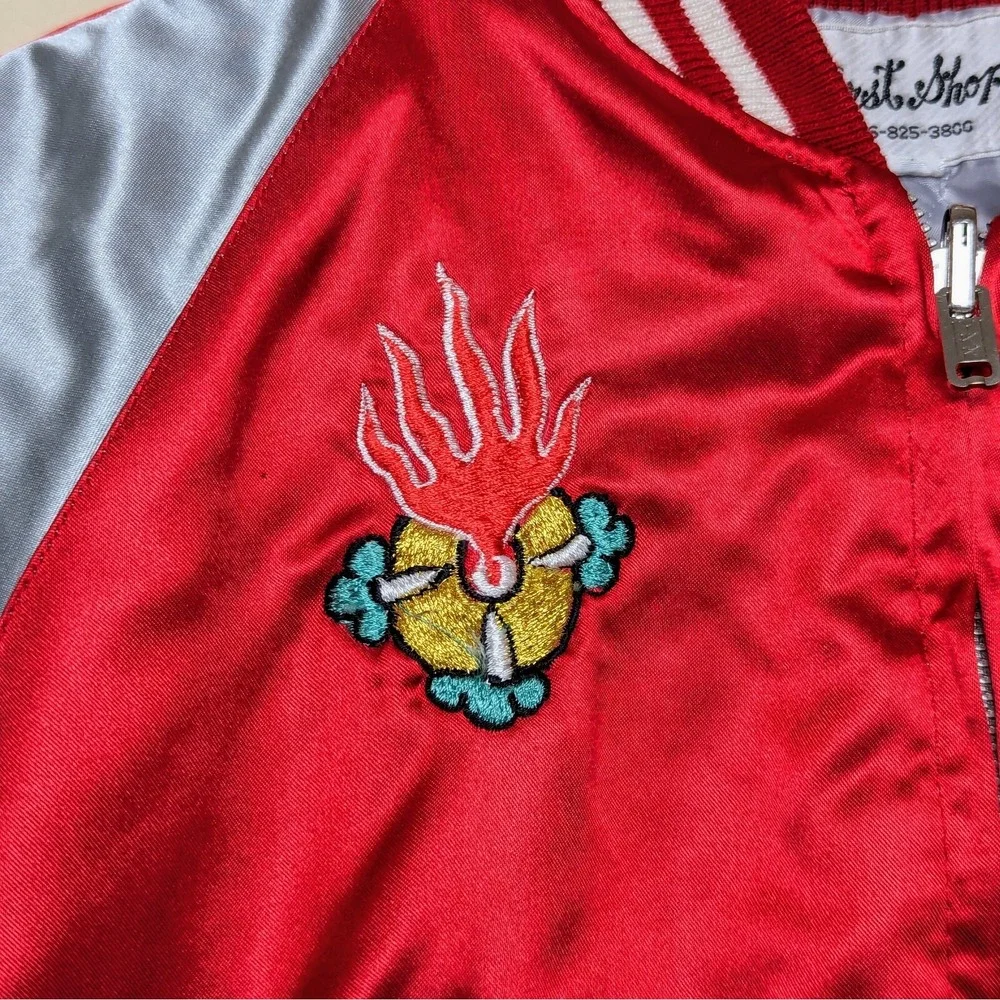 Vintage Japan Yokosuka Souvenir‎ Dragon Satin Embroidered 80s Jacket Youth Small